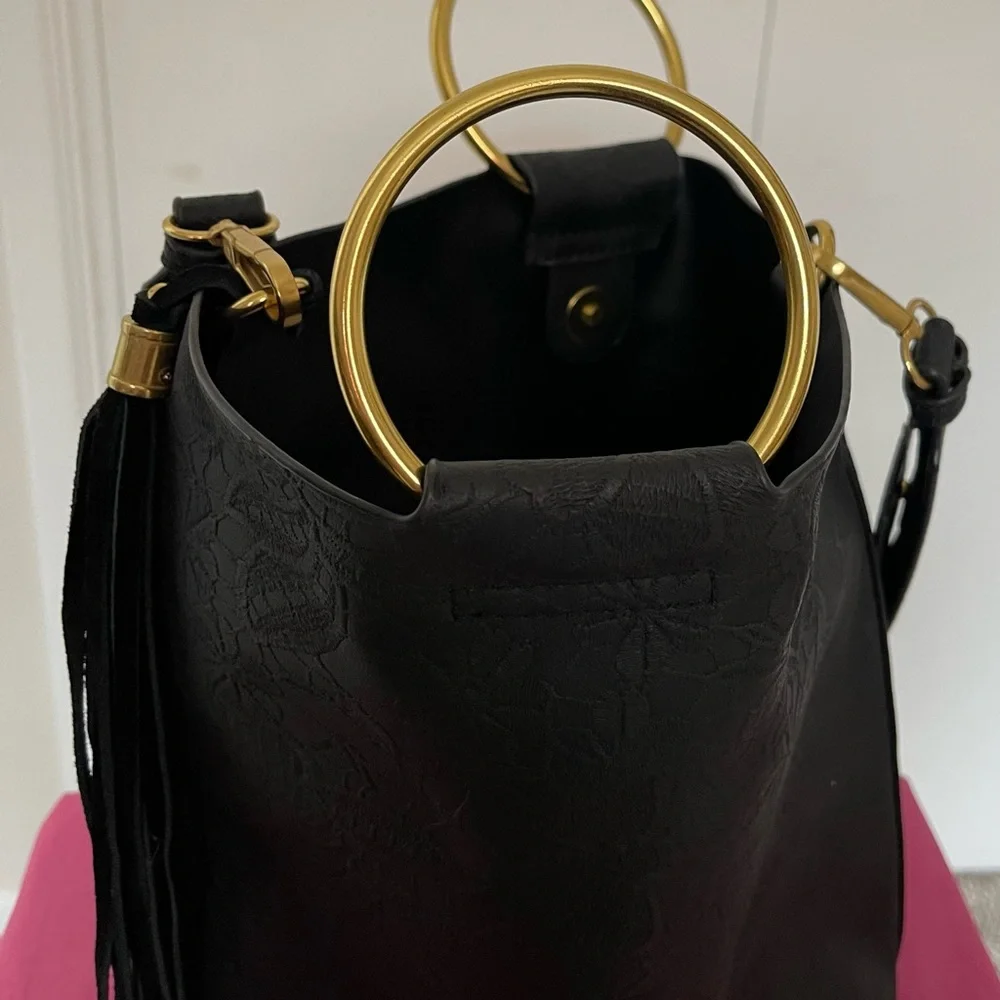 NWOT Anthropology Black Bucket Purse - Picture 4 of 8